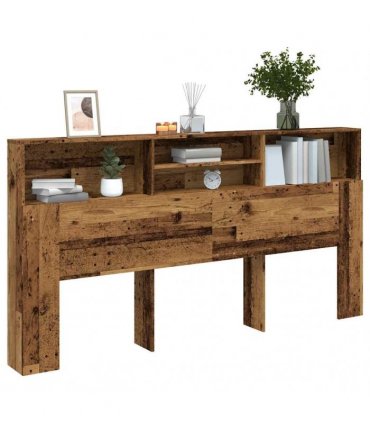 vidaXL Headboard Cabinet Old Wood 200x19x103.5 cm Engineered Wood — Size: 200 x 19 x 103.5 cm