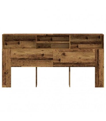 vidaXL Headboard Cabinet Old Wood 200x19x103.5 cm Engineered Wood — Size: 200 x 19 x 103.5 cm