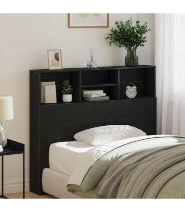 vidaXL Headboard Cabinet Black Oak 120 x 19 x 103.5 cm Engineered Wood