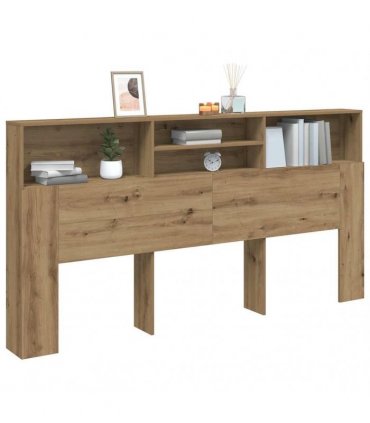 vidaXL Headboard Cabinet Artisian Oak 200x19x103.5 cm Engineered Wood — Colour: artisan oak, Size: 200 x 19 x 103.5 cm