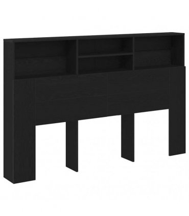 vidaXL Headboard Cabinet Black Oak 160 x 19 x 103.5 cm Engineered Wood