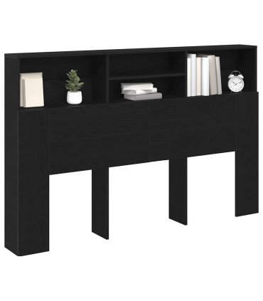 vidaXL Headboard Cabinet Black Oak 160 x 19 x 103.5 cm Engineered Wood