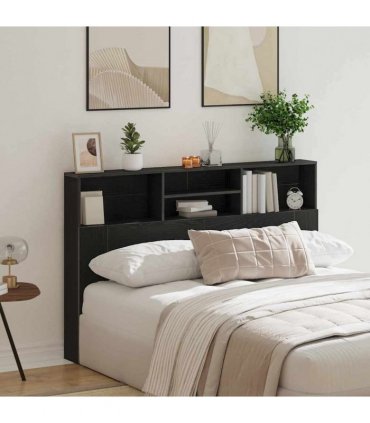 vidaXL Headboard Cabinet Black Oak 160 x 19 x 103.5 cm Engineered Wood