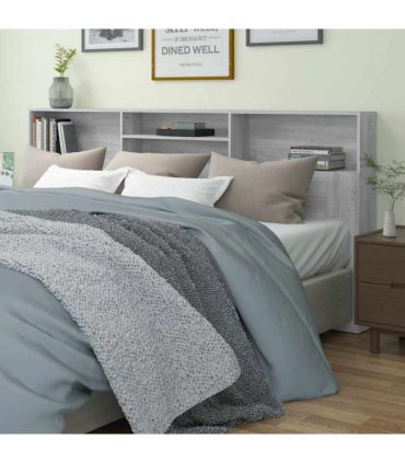vidaXL Headboard Cabinet Grey Sonoma 220x19x103.5 cm — Size: 220 x 19 x 103.5 cm