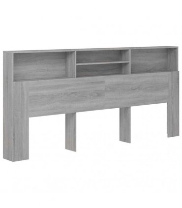 vidaXL Headboard Cabinet Grey Sonoma 220x19x103.5 cm — Size: 220 x 19 x 103.5 cm