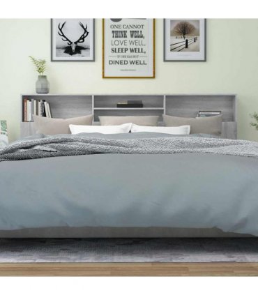 vidaXL Headboard Cabinet Grey Sonoma 220x19x103.5 cm — Size: 220 x 19 x 103.5 cm