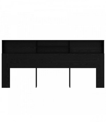 vidaXL Headboard Cabinet Black Oak 220 x 19 x 101.5 cm Engineered Wood — Size: 220 x 19 x 103.5 cm