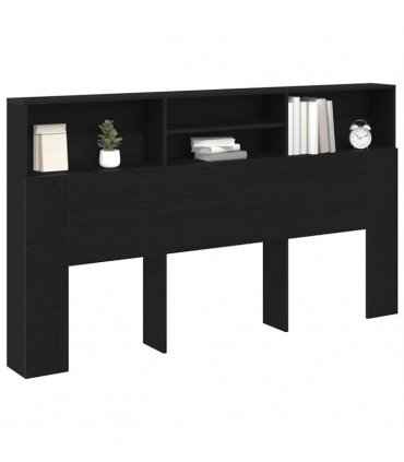 vidaXL Headboard Cabinet Black Oak 180 x 19 x 103.5 cm Engineered Wood