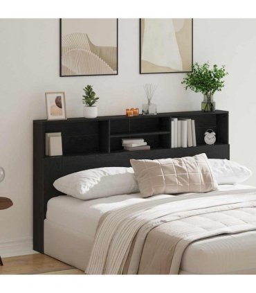 vidaXL Headboard Cabinet Black Oak 180 x 19 x 103.5 cm Engineered Wood