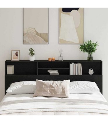 vidaXL Headboard Cabinet Black Oak 200 x 19 x 103.5 cm Engineered Wood