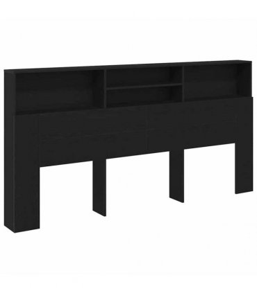 vidaXL Headboard Cabinet Black Oak 200 x 19 x 103.5 cm Engineered Wood