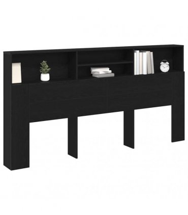 vidaXL Headboard Cabinet Black Oak 200 x 19 x 103.5 cm Engineered Wood