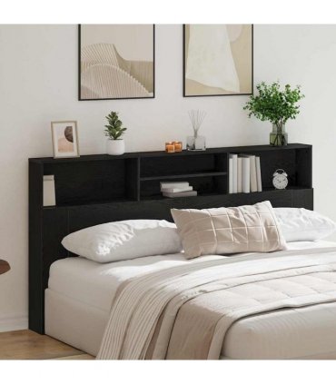 vidaXL Headboard Cabinet Black Oak 200 x 19 x 103.5 cm Engineered Wood