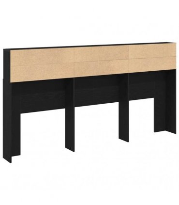 vidaXL Headboard Cabinet Black Oak 200 x 19 x 103.5 cm Engineered Wood