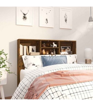 vidaXL Headboard Cabinet Smoked Oak 120x19x103.5 cm — Size: 120 x 19 x 103.5 cm