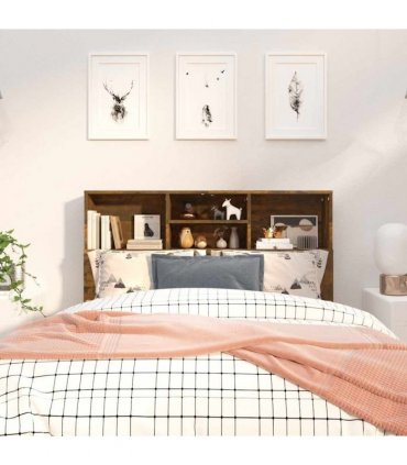 vidaXL Headboard Cabinet Smoked Oak 120x19x103.5 cm — Size: 120 x 19 x 103.5 cm