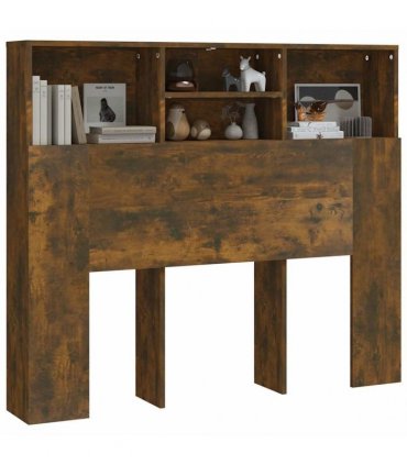 vidaXL Headboard Cabinet Smoked Oak 120x19x103.5 cm — Size: 120 x 19 x 103.5 cm
