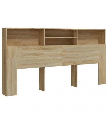 vidaXL Headboard Cabinet Sonoma Oak 200x19x103.5 cm — Size: 200 x 19 x 103.5 cm