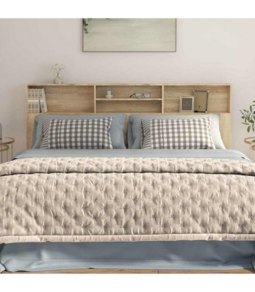vidaXL Headboard Cabinet Sonoma Oak 200x19x103.5 cm — Size: 200 x 19 x 103.5 cm