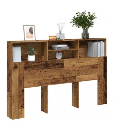 vidaXL Headboard Cabinet Old Wood 160x19x103.5 cm Engineered Wood — Size: 160 x 19 x 103.5 cm