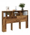 vidaXL Headboard Cabinet Old Wood 160x19x103.5 cm Engineered Wood — Size: 160 x 19 x 103.5 cm