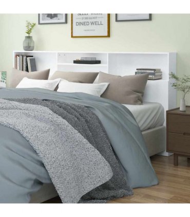 vidaXL Headboard Cabinet White 220x19x103.5 cm — Size: 220 x 19 x 103.5 cm