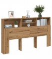 vidaXL Headboard Cabinet Artisan Oak 180x19x103.5 cm Engineered Wood — Size: 180 x 19 x 103.5 cm