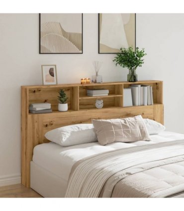 vidaXL Headboard Cabinet Artisan Oak 180x19x103.5 cm Engineered Wood — Size: 180 x 19 x 103.5 cm