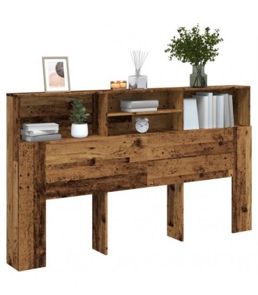 vidaXL Headboard Cabinet Old Wood 180x19x103.5 cm Engineered Wood — Size: 180 x 19 x 103.5 cm