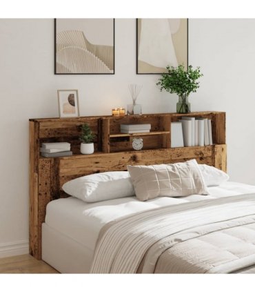 vidaXL Headboard Cabinet Old Wood 180x19x103.5 cm Engineered Wood — Size: 180 x 19 x 103.5 cm