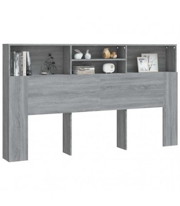 vidaXL Headboard Cabinet Grey Sonoma 180x19x103.5 cm — Size: 180 x 19 x 103.5 cm