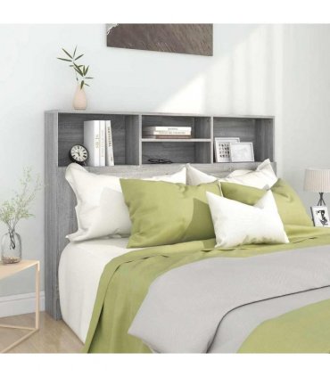 vidaXL Headboard Cabinet Grey Sonoma 140x19x103.5 cm — Size: 140 x 19 x 103.5 cm