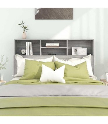 vidaXL Headboard Cabinet Grey Sonoma 140x19x103.5 cm — Size: 140 x 19 x 103.5 cm