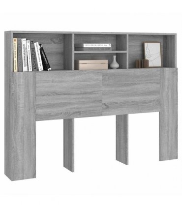 vidaXL Headboard Cabinet Grey Sonoma 140x19x103.5 cm — Size: 140 x 19 x 103.5 cm