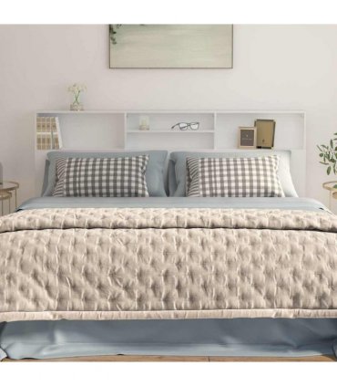 vidaXL Headboard Cabinet White 200x19x103.5 cm — Size: 200 x 19 x 103.5 cm