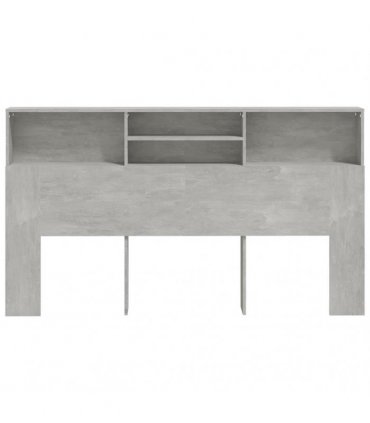 vidaXL Headboard Cabinet Concrete Grey 180x19x103.5 cm — Size: 180 x 19 x 103.5 cm