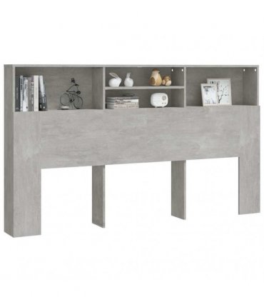 vidaXL Headboard Cabinet Concrete Grey 180x19x103.5 cm — Size: 180 x 19 x 103.5 cm