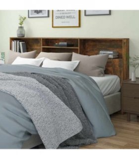 vidaXL Headboard Cabinet Smoked Oak 220x19x103.5 cm — Size: 220 x 19 x 103.5 cm