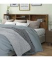 vidaXL Headboard Cabinet Smoked Oak 220x19x103.5 cm — Size: 220 x 19 x 103.5 cm