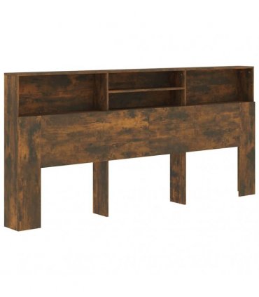 vidaXL Headboard Cabinet Smoked Oak 220x19x103.5 cm — Size: 220 x 19 x 103.5 cm
