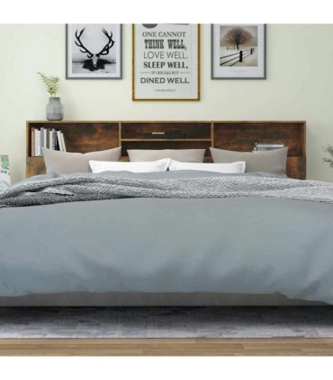 vidaXL Headboard Cabinet Smoked Oak 220x19x103.5 cm — Size: 220 x 19 x 103.5 cm