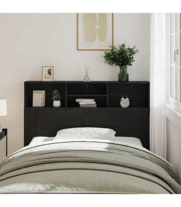 vidaXL Headboard Cabinet Black Oak 140 x 19 x 103.5 cm Engineered Wood
