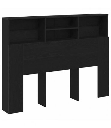 vidaXL Headboard Cabinet Black Oak 140 x 19 x 103.5 cm Engineered Wood