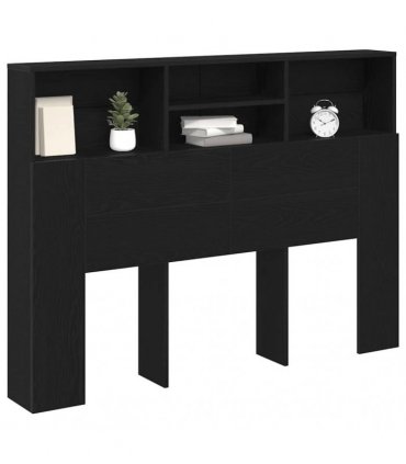 vidaXL Headboard Cabinet Black Oak 140 x 19 x 103.5 cm Engineered Wood