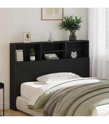 vidaXL Headboard Cabinet Black Oak 140 x 19 x 103.5 cm Engineered Wood