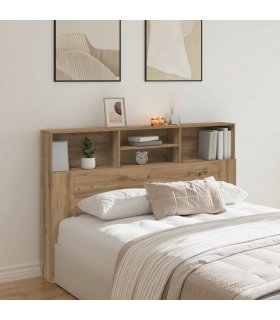 vidaXL Headboard Cabinet Artisan Oak 160x19x103.5 cm Engineered Wood — Size: 160 x 19 x 103.5 cm