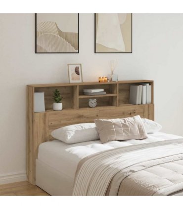 vidaXL Headboard Cabinet Artisan Oak 160x19x103.5 cm Engineered Wood — Size: 160 x 19 x 103.5 cm