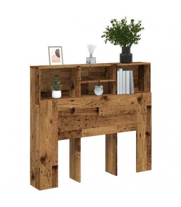 vidaXL Headboard Cabinet Old Wood 120x19x103.5 cm Engineered Wood — Size: 120 x 19 x 103.5 cm