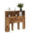 vidaXL Headboard Cabinet Old Wood 120x19x103.5 cm Engineered Wood — Size: 120 x 19 x 103.5 cm