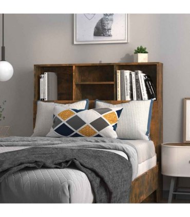 vidaXL Headboard Cabinet Smoked Oak 100x19x103.5 cm — Size: 100 x 19 x 103.5 cm